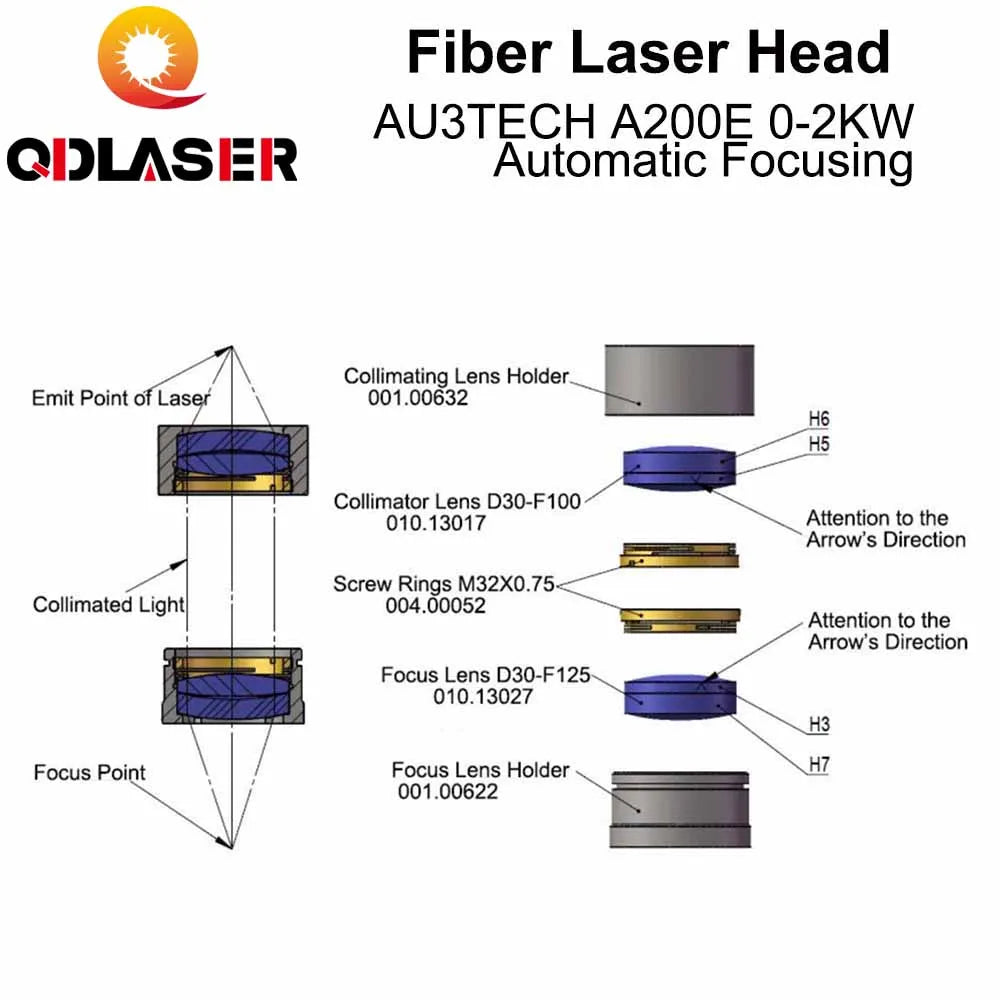 QDLASER AU3TECH 0-2KW Automatic Focusing Laser Head A200E Autofous Laser Cutting Head