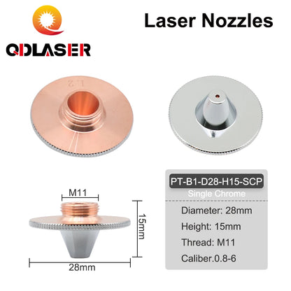 QDLASER Bulge Laser Nozzles Single Layer Chrome-Plating Double Layers Caliber 0.8-4.0 D28 H11 H15 M11 for Precitec Cutting Head