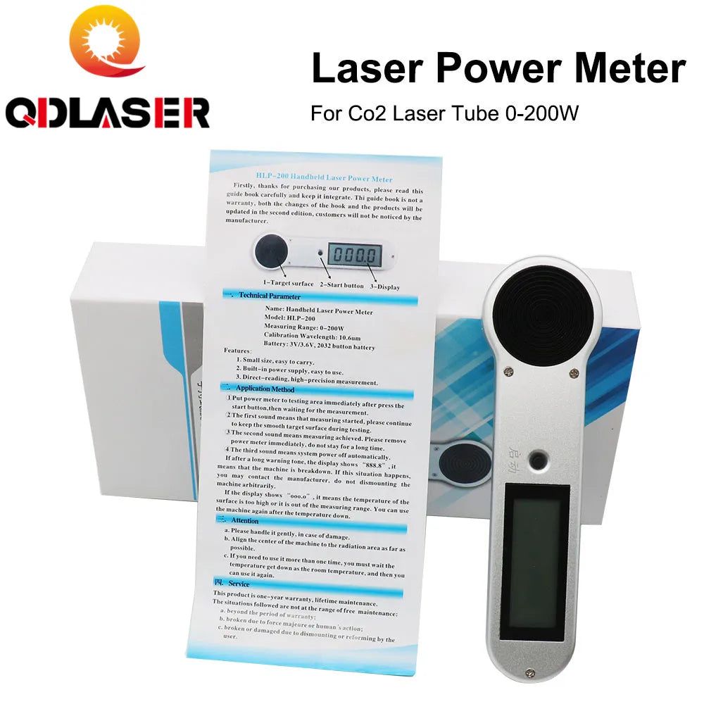 Handheld Laser Power Meter HLP-200 CO2 Laser Tube Power Meter 0-200W for Laser Equipment Marking Engraving Cutting Machine