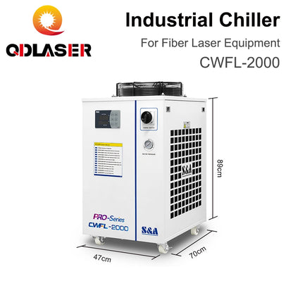QDLASER CWFL-2000 S&A Industrial Chiller 220-240V Voltage 50/60Hz 15L/min Rated Flow for Industrial Machine Water Cooling System