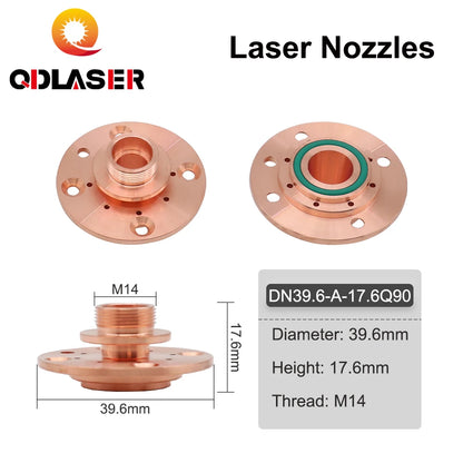 QDLASER G-type DN-2 Laser Nozzle Connector Q90 Height 12.3mm / 17.6mm Thread M14 for Fiber Laser Cutting Machine the Nozzle
