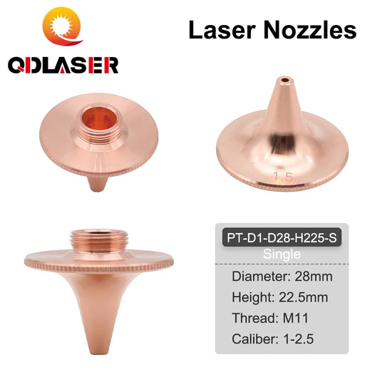 QDLASER D Type Laser Nozzle Single Layer Dia.28mm Caliber 1.5/2.0 for OEM Precitec Fiber Laser Cutting Head