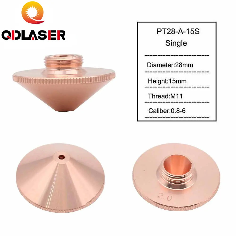 QDLASER Laser Nozzle Single Double Layer Dia.28mm Caliber 0.8 - 6.0 P0591-571-0001 for Precitec WSX FIBER Laser Cutting Head