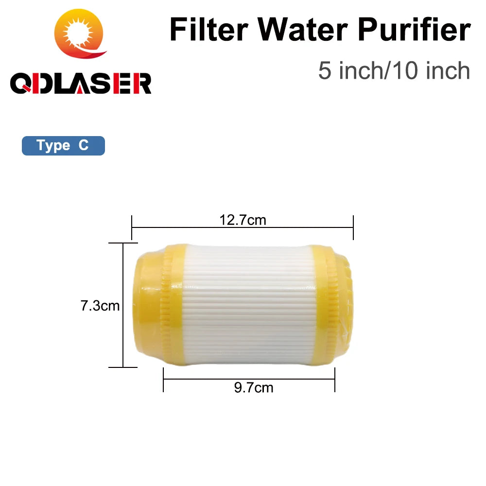 QDLASER Ion Resin Filter 5 Inches / 10 Inches Water Purification Filter Coolers for Fiber Lasers
