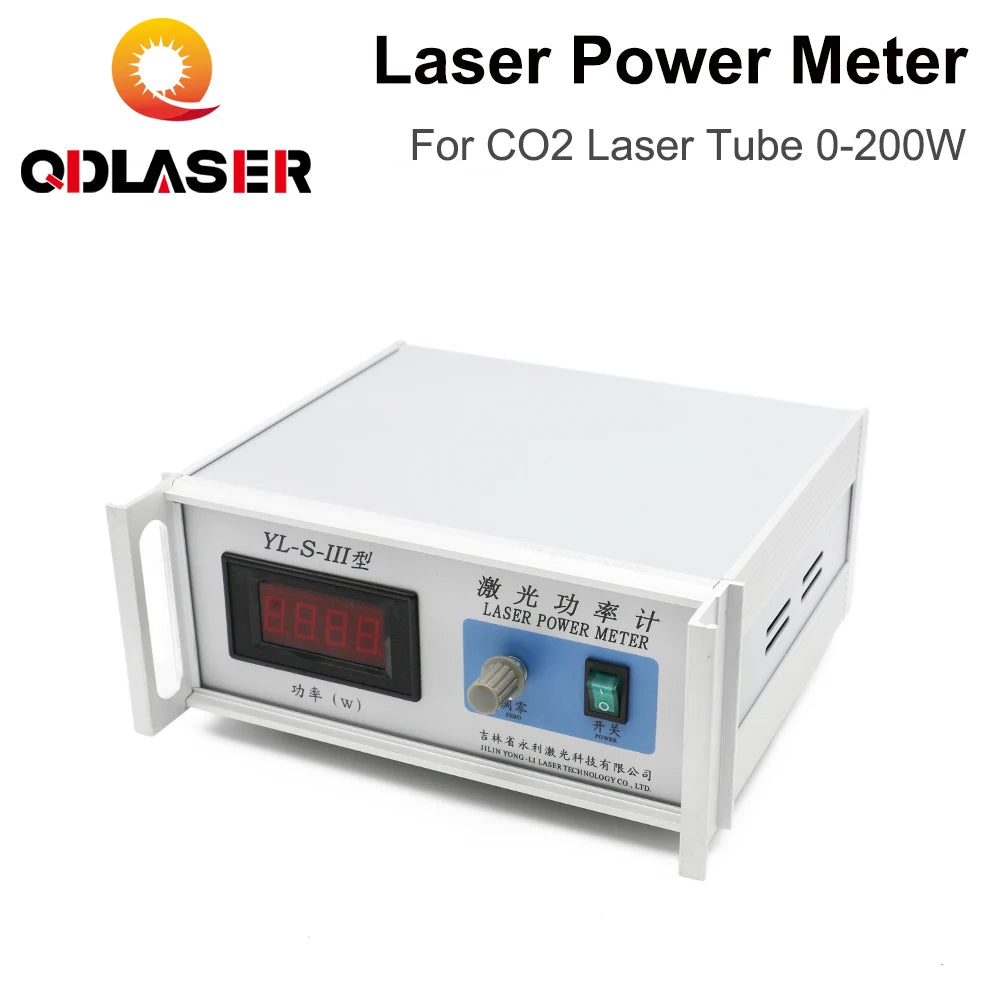 QDLASER Benchtop Power Meter YL-S-III 0-200W Meter Test Range 0-200W Use Wavelength 10.6um Voltage AC 220V for CO2 Laser Tubes