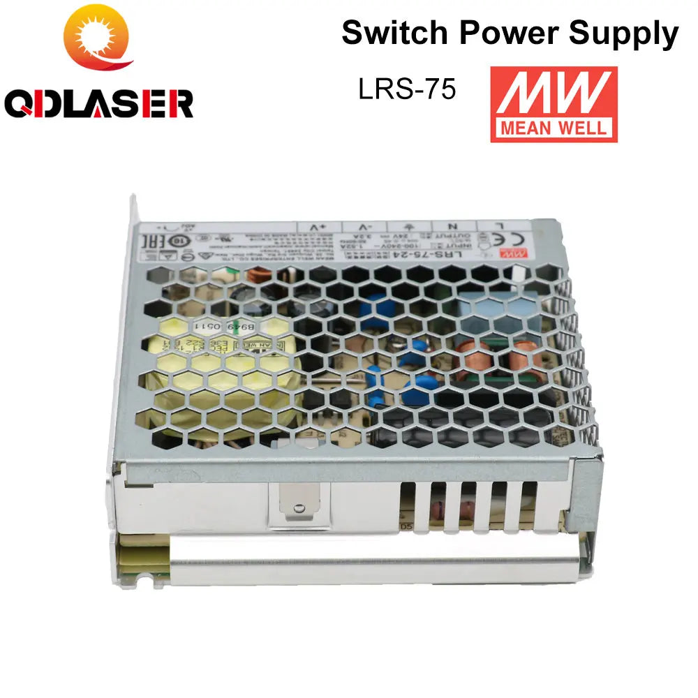 QDLASER Meanwell LRS-75 Switching Power Supply 12V 6A / 24V 3.2A 75W Original MW Taiwan Brand for Laser Controller