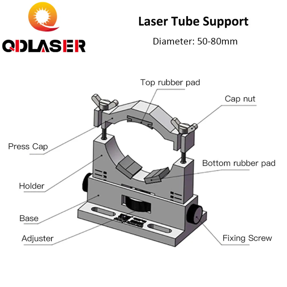 QDLASER Co2 Yongli Plastic Laser Tube Holder Support For 50-80mm Diameter Laser Tube