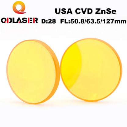 High Power USA CVD ZnSe Laser Focus Lens Dia. 28mm FL50.8/63.5/101.6mm for CO2 Laser Engraving Cutting Machine