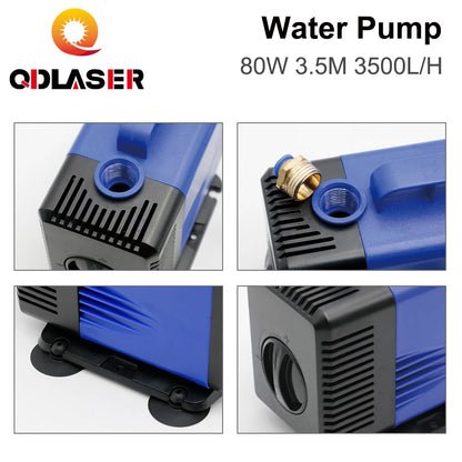 QDLASER 80W Submersible Water Pump 3.5M 3500L/H IPX8 AC 220V ~ 240V Voltage for CO2 Laser Engraving and Cutting Machine