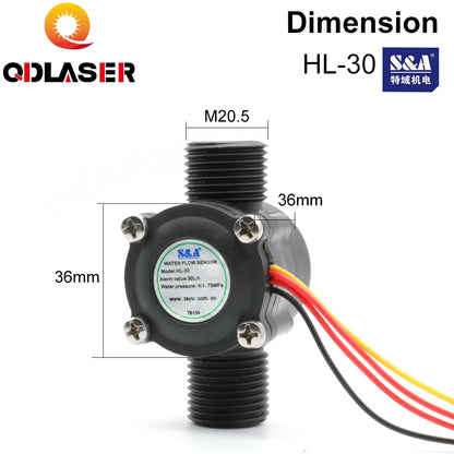 QDLASER Cold & Heat Exchange Equipment Parts Water Flow Sensor for Cooling Chiller for Laser Cutting Machine