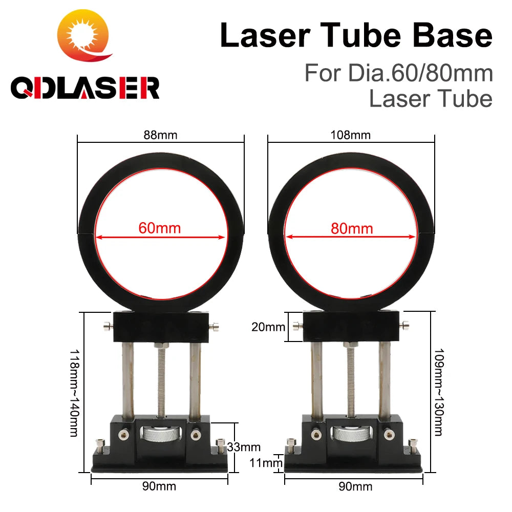 QDLASER CO2 Laser Tube FS Metal Bracket Brackets Diameter 60/80mm Suitable for Laser Engraving and Cutting Machines