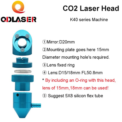 QDLASER New Type K Series CO2 Laser Head for Mini CO2 Laser Engraving Machine Laser Equipment Parts