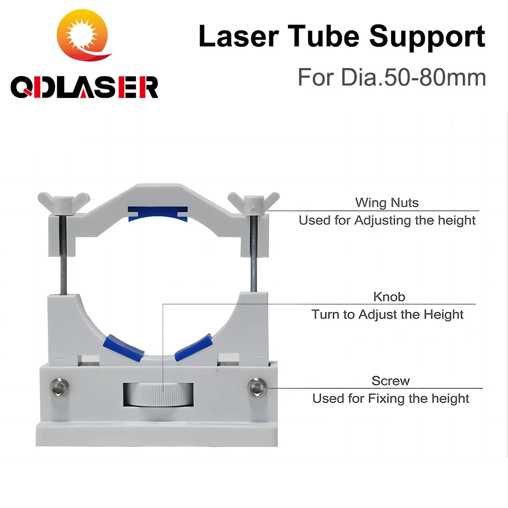 QDLASER CO2 Laser Tube Support Mount Flexible Plastic Dia.50-80mm for 50-180W Laser Tube Cutting and Engraving Machine Model a