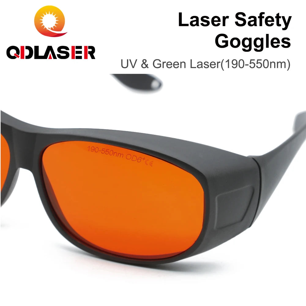 QDLASER 355nm UV Laser Safety Glasses Type C OD6+ 190-550nm Protective Eyewear for UV Laser Machine Protective Glasses