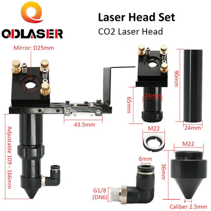 CO2 Laser Head Set Reflect Mirror & Focus Lens Integrative Fixture Mount Holder