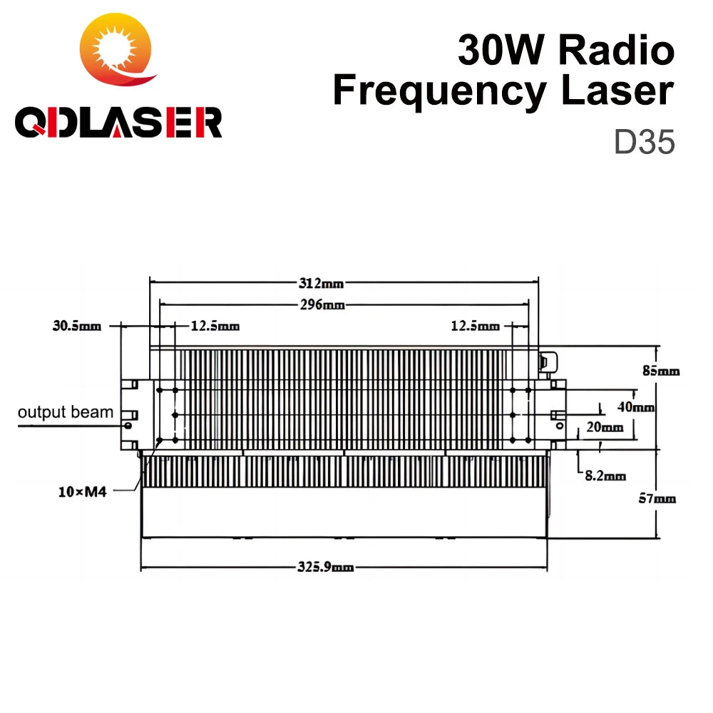 QDLASER 30W DAVI CO2 RF Laser Tube 10.6/9.3/10.2um Metal CO2 Laser Tube D35 for CO2 Laser Engraving and Marking Machine