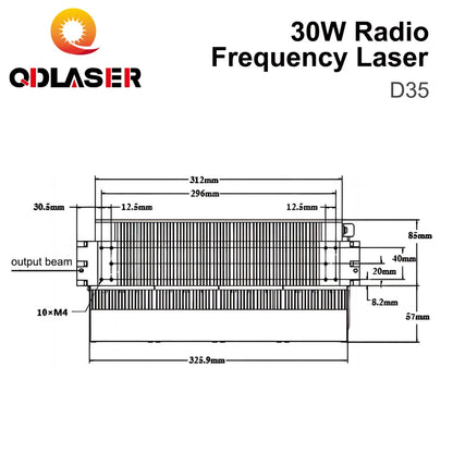 QDLASER 30W DAVI CO2 RF Laser Tube 10.6/9.3/10.2um Metal CO2 Laser Tube D35 for CO2 Laser Engraving and Marking Machine