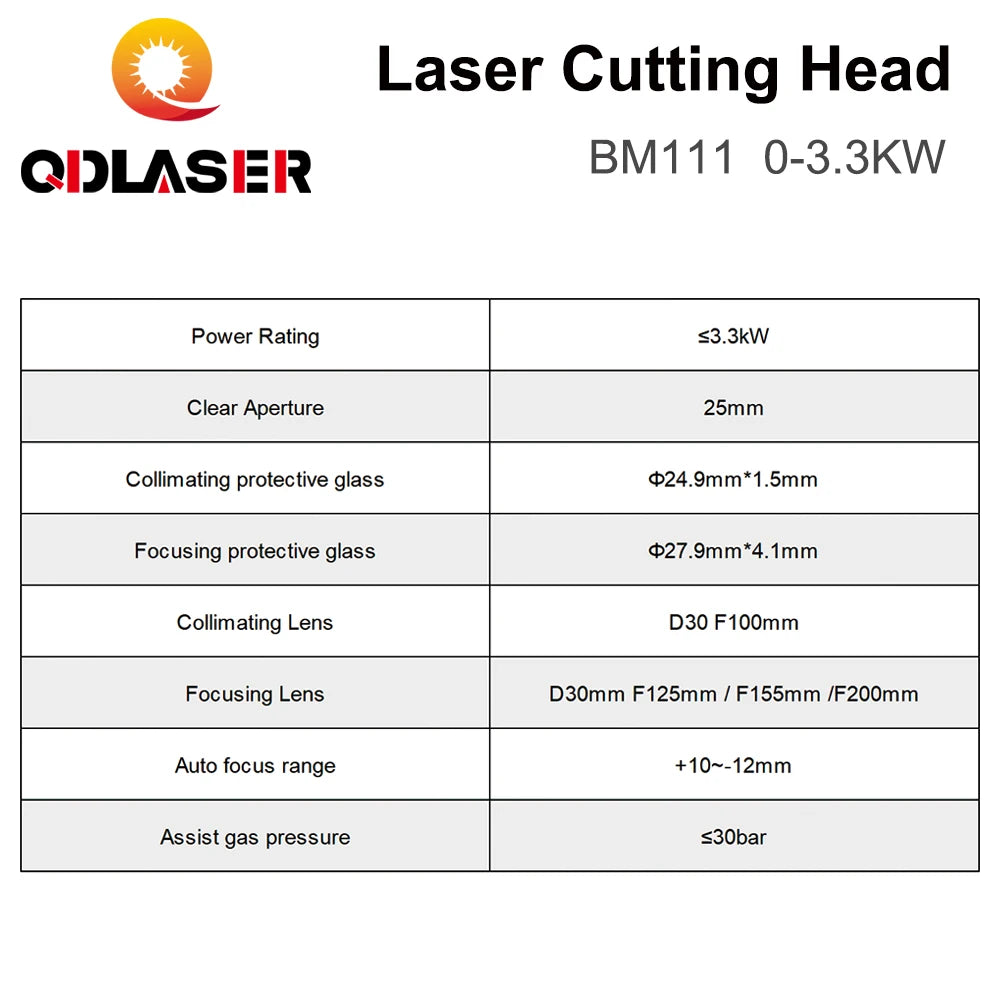 QDLASER BM111 0-3300W Auto Focusing Fiber Laser Cutting Head for Metal Cutting