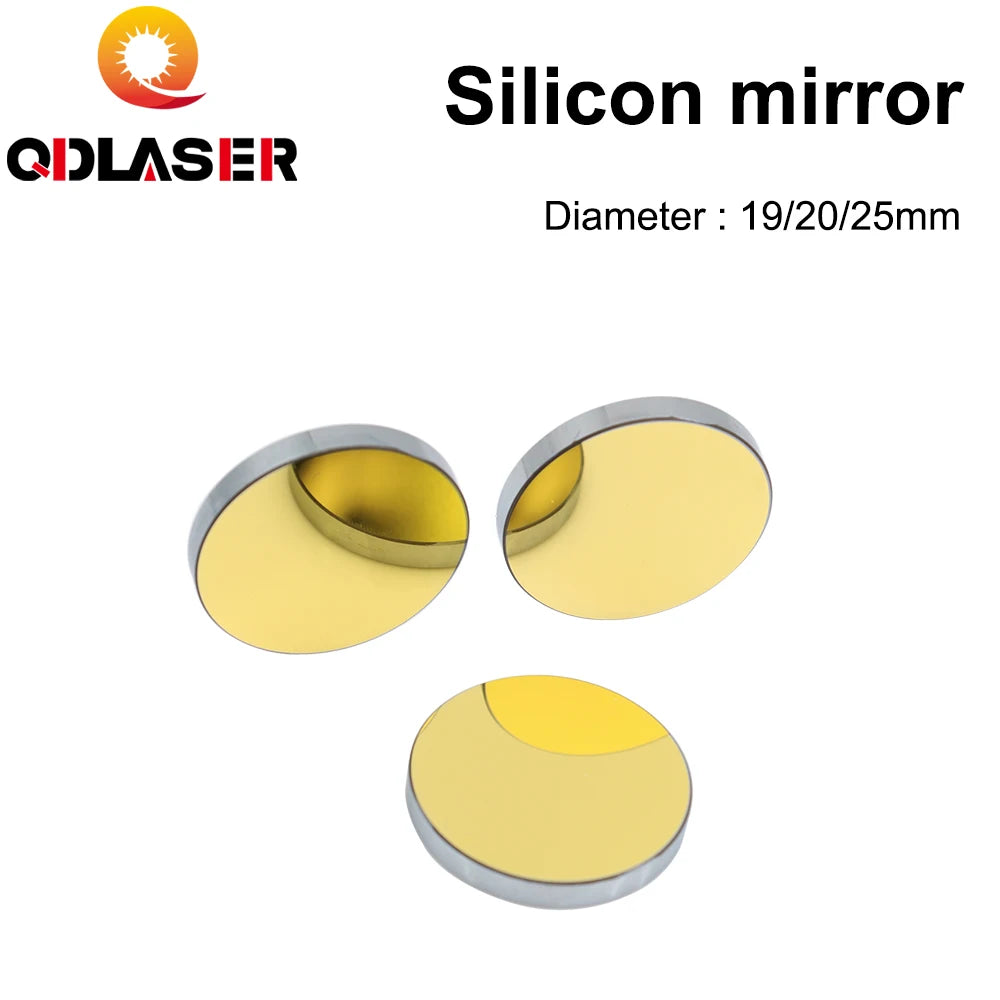 QDLASER CO2 Laser Mirror Si Reflective Mirrors for Laser Engraver Gold-Plated Silicon Reflector Lenses Dia. 19 20 25 30 38.1 mm