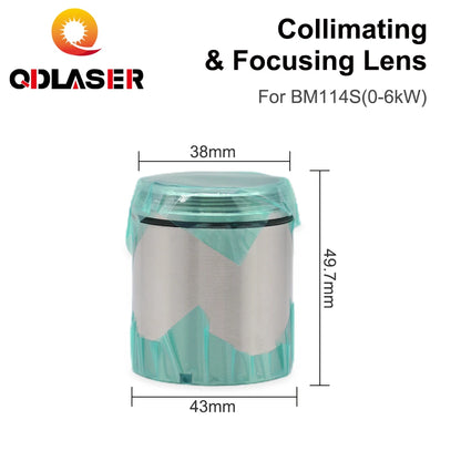 QDLASER BM114 Collimating &amp; Focusing Lens D37 F100 &amp; D38.1 F200mm with Lens Holder for Raytools Laser Cutting Head BM114