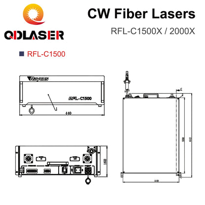 QDLASER Original Raycus Fiber Laser Single Module CW Fiber Lasers RFL-C1500X/2000X 1500W 2000W 1064nm for Fiber Cutting Machine