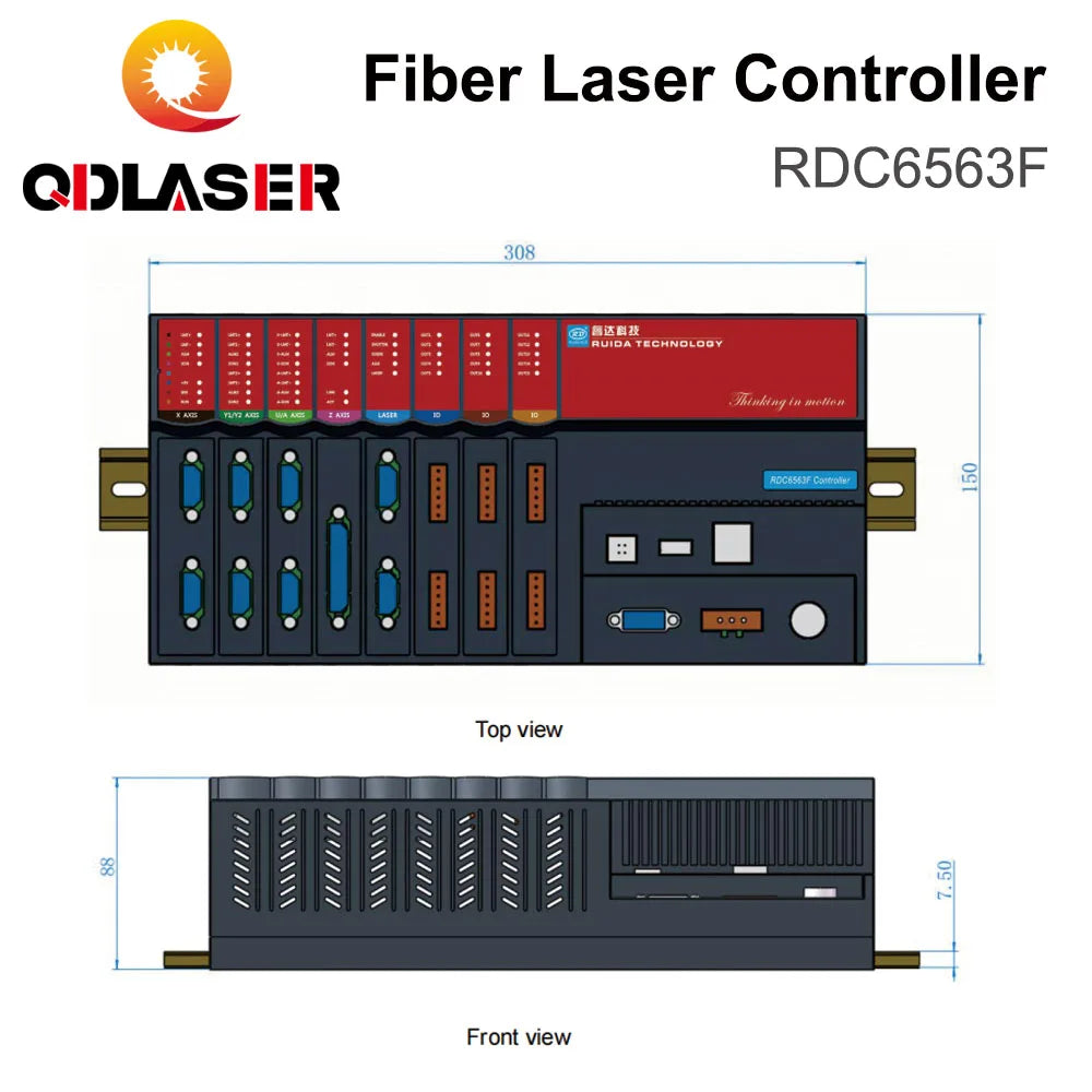 QDLASER Ruida RDC6563FG Auto-calibration 3-axis Control System 1064nm Fiber Optic Cutting Machine for Fiber Marking Machine