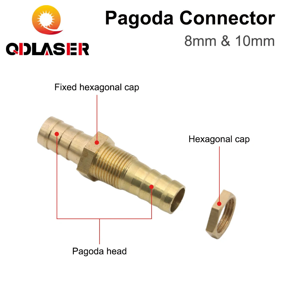 QDLASER Copper Pagoda Head 8mm&10mm Connector for Water Pipe Liquid Tube Gas Pipe