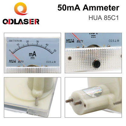 QDLASER HUA Ammeter 50mA 85C1 DC Current Voltage Meters Analog Amp Panel Meter Current for CO2 Laser Engraving Cutting Machine