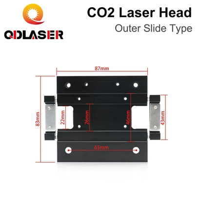 QDLASER New Arrival CO2 Laser Head for Dia.20mm FL 50.8/63.5mm Lens D25mm Mirror Outer Slider Type with Air Assist Nozzle
