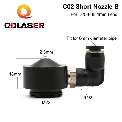 QDLASER  Short Nozzle With Fitting for D20-F38.1mm Lens