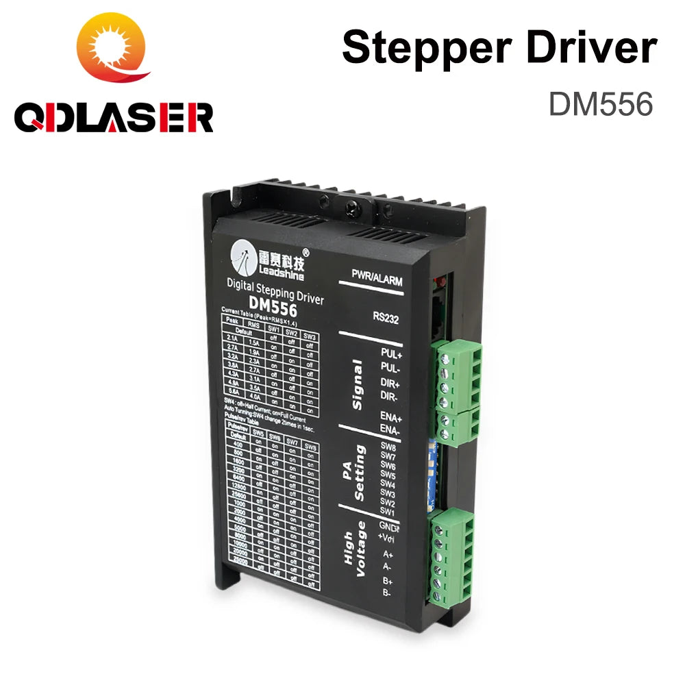 QDLASER Leadshine DM556 2 Phase Stepper Driver, 20-50VAC, 0.5-5.6A, 7-16mA for Stepper Motors