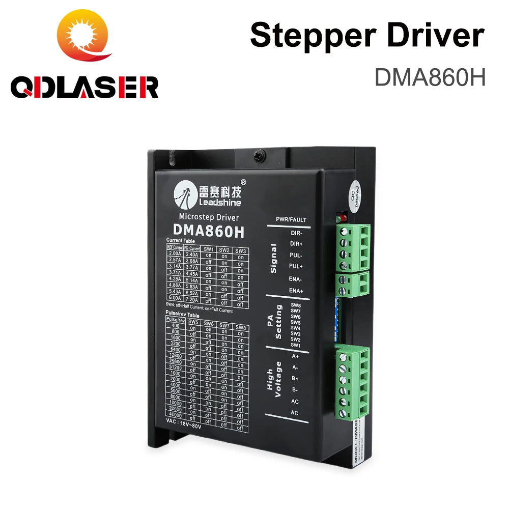 QDLASER Leadshine Stepper Driver DMA860H 2 Phase 18-80VAC 2.4-7.2A  for CNC Machine Co2 Laser Cutting and Engraving Machine