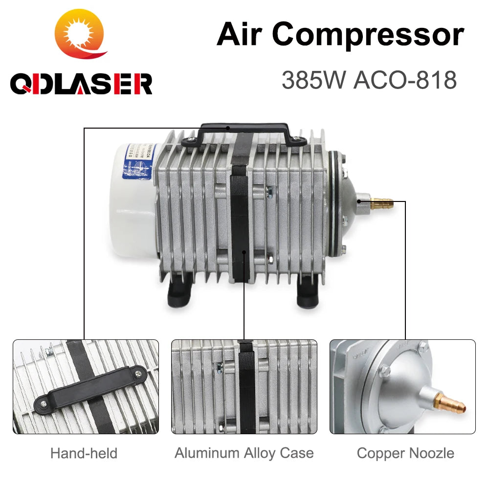 QDLASER SUMSUM High Power Air Pumps 385W ACO-818 220V/50Hz Electromagnetic Air Pump for Co2 Laser Engraving&Cutting Machine