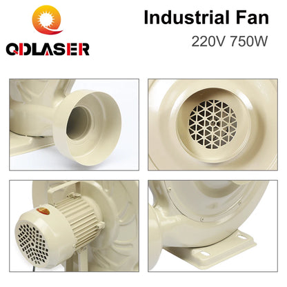 QDLASER Exhaust  Fan Air Blower  220V 750W Centrifugal Type for CO2 Laser Engraver Cutting Machine Medium Pressure Lower Noise
