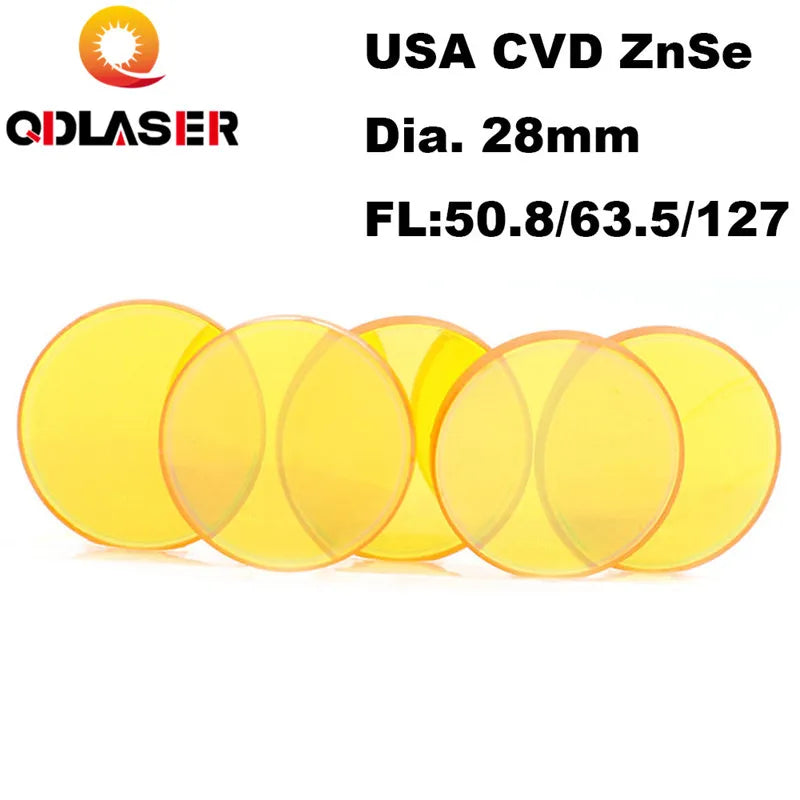 High Power USA CVD ZnSe Laser Focus Lens Dia. 28mm FL50.8/63.5/101.6mm for CO2 Laser Engraving Cutting Machine