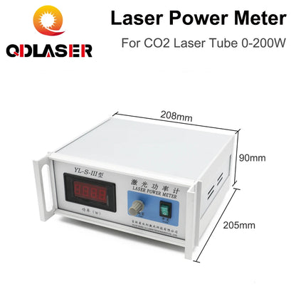 QDLASER Benchtop Power Meter YL-S-III 0-200W Meter Test Range 0-200W Use Wavelength 10.6um Voltage AC 220V for CO2 Laser Tubes
