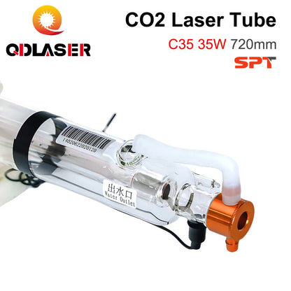 QDLASER SPT C35 35W CO2 Laser Tube Upgraded Metal Head Length 720mm Diameter 50mm for CO2 Laser Engraving and Cutting Machines