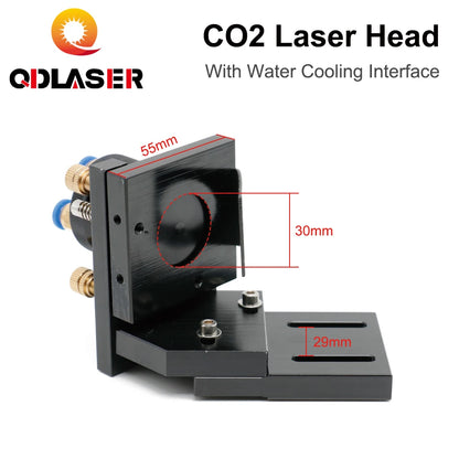 QDLASER CO2 Laser Head Set with Water Cooling Interface Mirror Dia. 30 / Lens Dia. 25 FL 63.5&101.6 Integrative Mount Holder