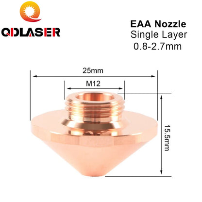 QDLASER TruLaser EAA Single Layer Nozzle 0.8-2.7mm Laser Nozzle Dia.25 H15.5 M12mm for TruMatic Fiber Laser Cutting Machine