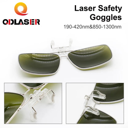QDLASER Clip-on 1064nm Laser Safety Glasses Type E 850-1300nm OD6+ CE Protective Mirror for Fiber Laser Marking and Cutting
