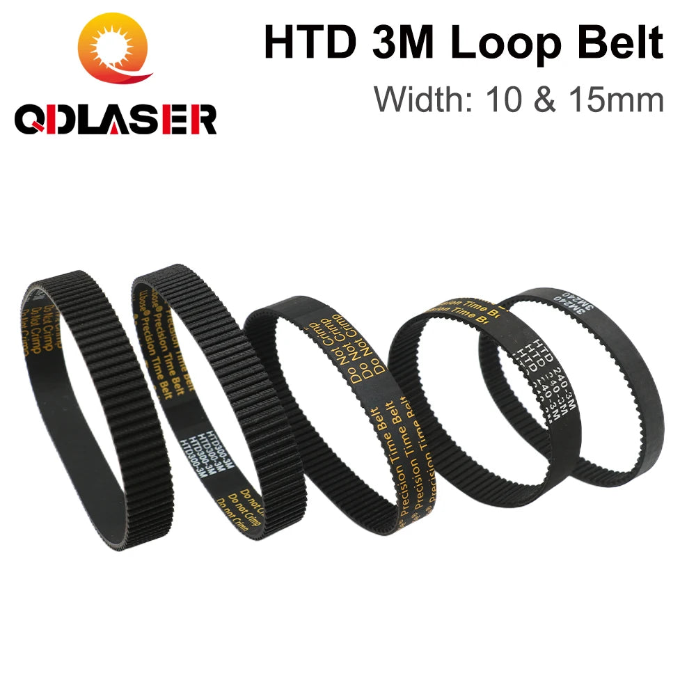 QDLASER HTD 3M Loop Belt Width 10&15mm Belt Rubber Timing Belt Various Transmission for CO2 Laser Engraving Machine / 3D Printer