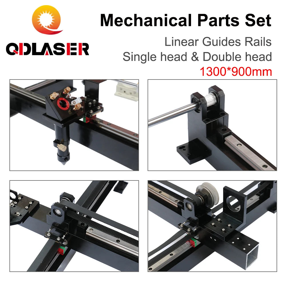 QDLASER Mechanical Linear Guides Rails 1300*900mm Parts Set 1390 Single Double Head Laser Kits Spare Parts DIY CO2 Laser Machine
