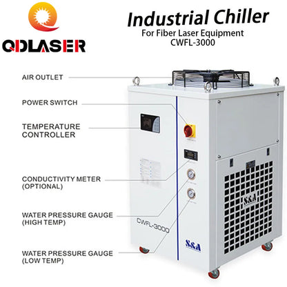 QDLASER S&A CWFL-3000 Water Cooling Fiber Laser Chiller for Fiber Laser Cutting Machine