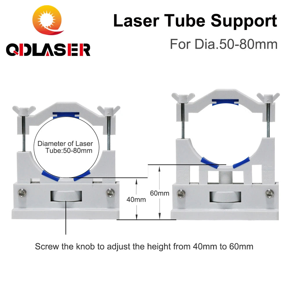 QDLASER CO2 Laser Tube Support Mount Flexible Plastic Dia.50-80mm for 50-180W Laser Tube Cutting and Engraving Machine Model a