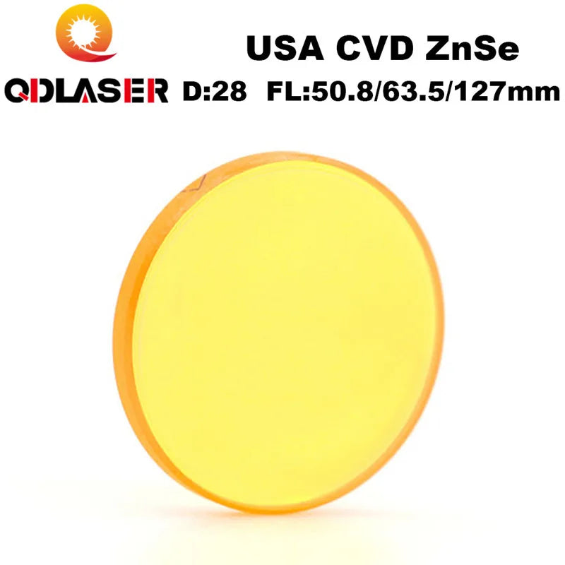High Power USA CVD ZnSe Laser Focus Lens Dia. 28mm FL50.8/63.5/101.6mm for CO2 Laser Engraving Cutting Machine