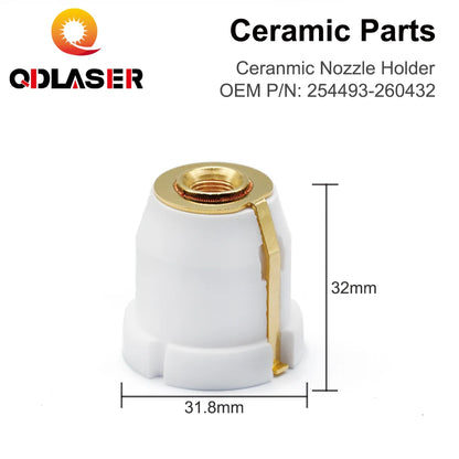 QDLASER Laser Ceramic Nozzle Holders OEM PIN 254493 / 260432 Ceramic Parts for Fiber Laser Cutting Head