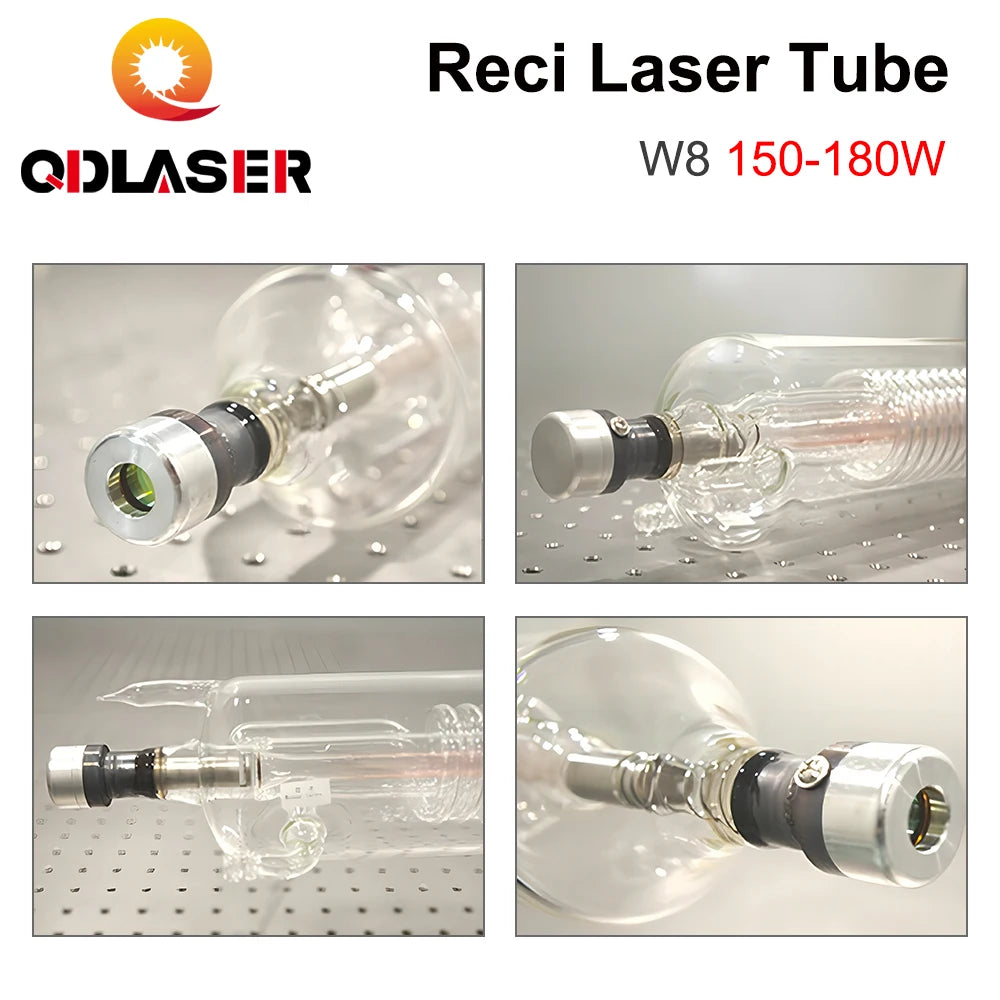 QDLASER  Reci W8 150-180W CO2 Laser Tube Length 1850mm Diameter 90mm for Co2 Laser Engraving and Cutting Machine S8 Z8
