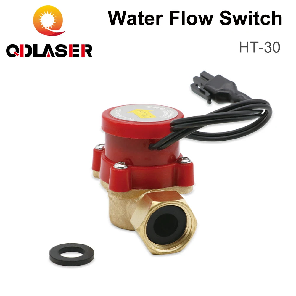 QDLASER Water Flow Switch Sensor Water Cut-off Protection HT-30 Spout 8/10/12mm Signal Booster Pumps for CO2 Laser Machines