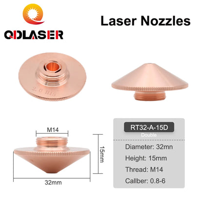 QDLASER High Quality Single/Double Layers Welding Laser Nozzles Dia.32mm H15 Caliber0.8-6.0 for Fiber Laser CNC Machine