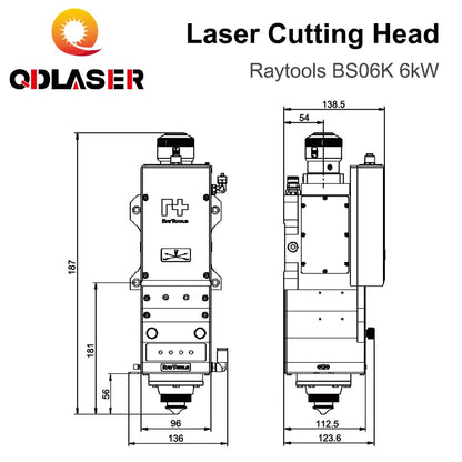 QDLASER Raytools BS06K Laser Cutting Head 6kW Cutting Head FL150/200mm Fiber Interface QBH / G5 for Fiber Laser Cutting Machine